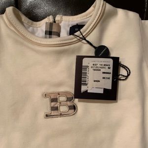 Burberry quilted footed one piece with rattle